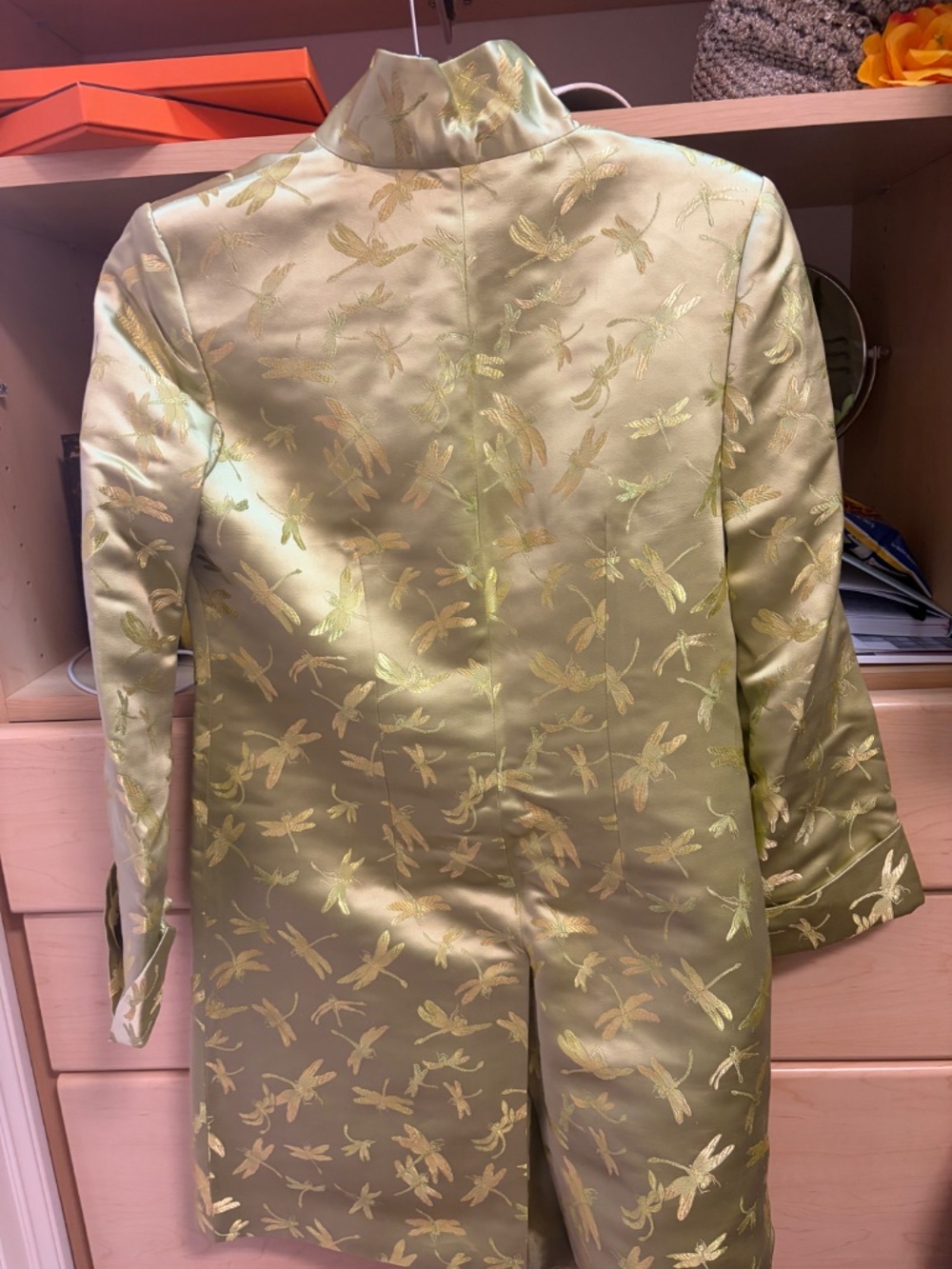 Asian Image Silk Brocade W/Dragonflies Jacket Mandarin Style Small - Picture 7 of 10